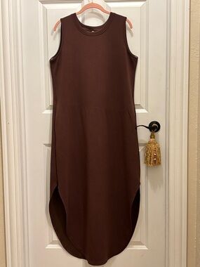 Amazon Brown Sleeveless Maxi Dress with Curved Hem Large